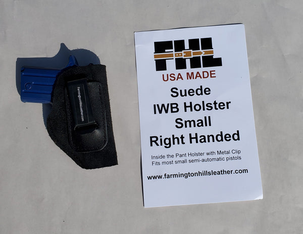 IWB Holster - Suede - Black or Brown - Left/Right - S, M, L, 1911, J-Frame - Lifetime Warranty