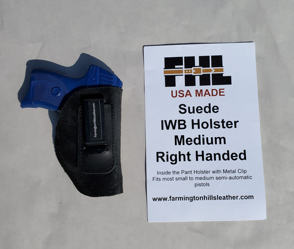 IWB Holster - Suede - Black or Brown - Left/Right - S, M, L, 1911, J-Frame - Lifetime Warranty