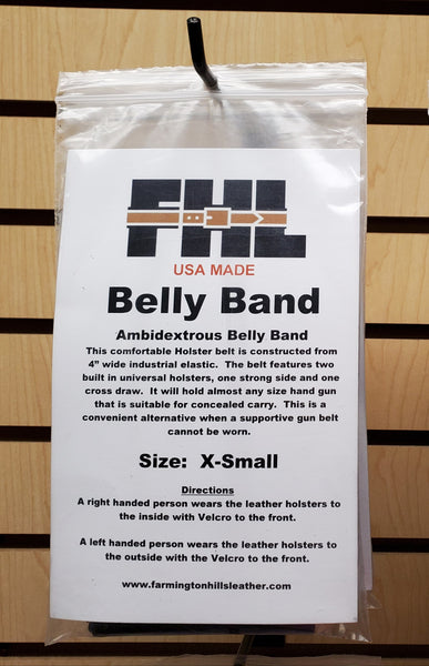 Concealment Belly Band - Black - 4" wide - XS, S, M, L, XL - Lifetime Warranty