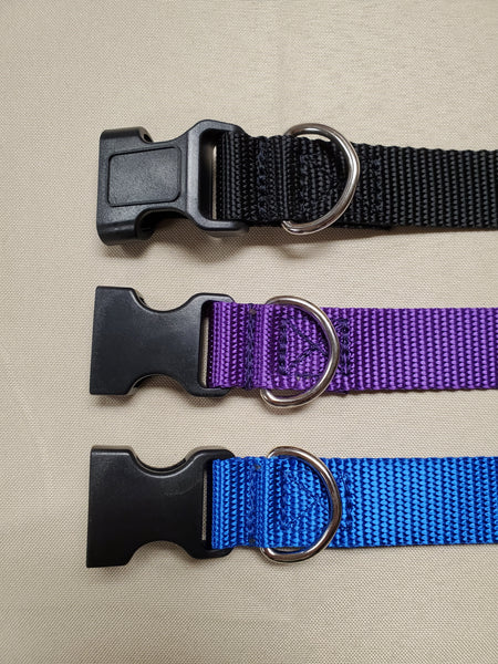 Dog Collar - Nylon - 1" Wide - Black/Purple/Blue - S M L XL - Lifetime Warranty