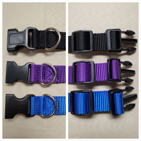 Dog Collar - Nylon - 1" Wide - Black/Purple/Blue - S M L XL - Lifetime Warranty