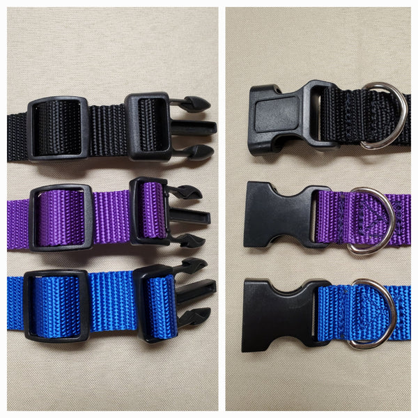 Dog Collar - Nylon - 1" Wide - Black/Purple/Blue - S M L XL - Lifetime Warranty