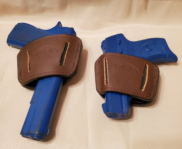 Ambidextrous Belt Slide Holster - Leather - Black or Brown - Lifetime Warranty