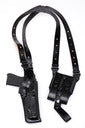 Shoulder Holster Set VERTICAL w/Double Mag Holder (XtraLong)- Leather - Black/Brown - RIGHT - FREE Shipping - Lifetime Warranty