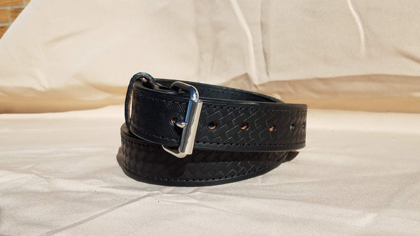 Everyday Men's Belt - Leather - Basketweave w/Stitch - Black/Brown - Size 28-70 - Lifetime Warranty