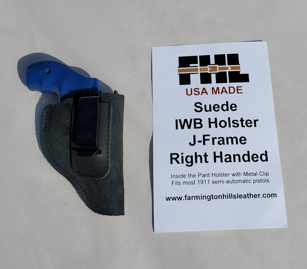 IWB Holster - Suede - Black or Brown - Left/Right - S, M, L, 1911, J-Frame - Lifetime Warranty