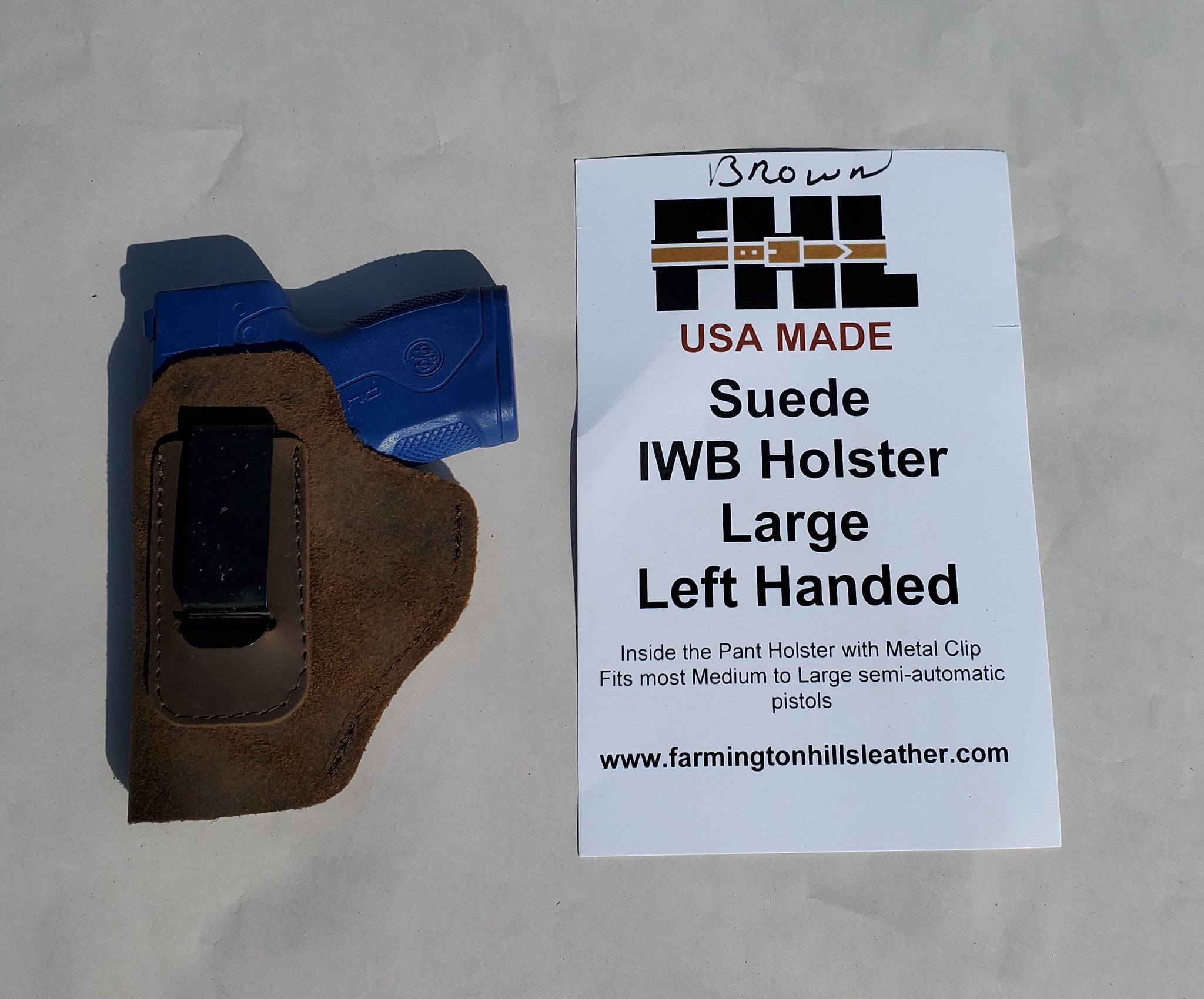 IWB Holster - Suede - Black or Brown - Left/Right - S, M, L, 1911, J-Frame - Lifetime Warranty