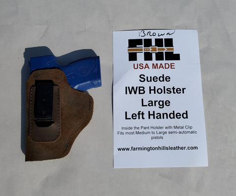 IWB Holster - Suede - Black or Brown - Left/Right - S, M, L, 1911, J-Frame - Lifetime Warranty