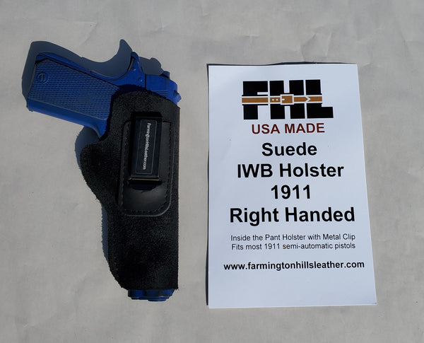 IWB Holster - Suede - Black or Brown - Left/Right - S, M, L, 1911, J-Frame - Lifetime Warranty