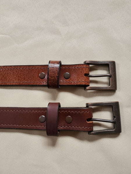 Antique brown with crackle finish on top, standard brown on bottom.