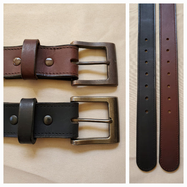 Men's Money Belt - Leather - Black/Brown - Size 28-50 - Lifetime Warranty