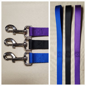 Dog Leash - Nylon - 1" Wide - Black/Purple/Blue - 5 Ft Length - Lifetime Warranty