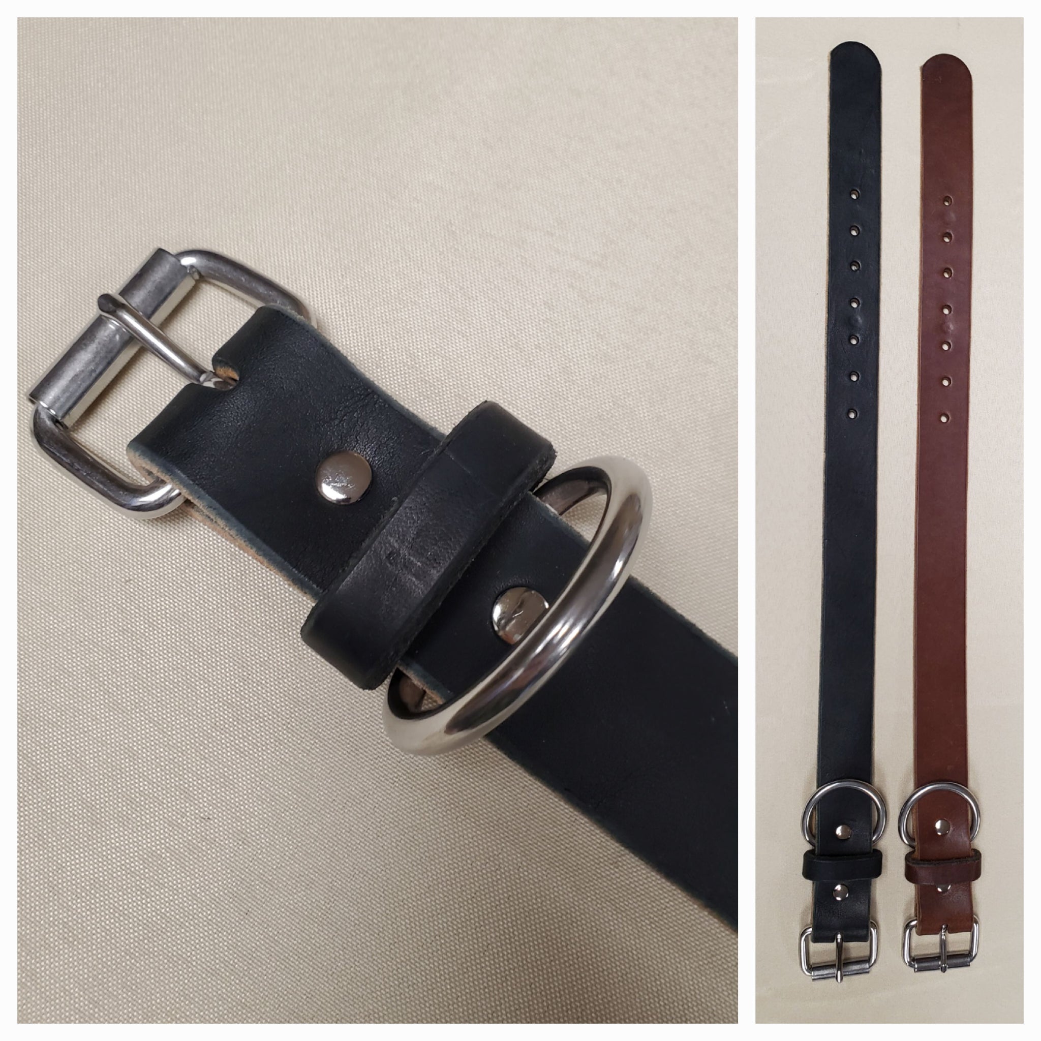 Dog Collar - Leather - 1.5" Wide - Black/Brown - Size 14 - 30 - Lifetime Warranty