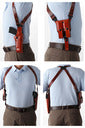 Shoulder Holster Set VERTICAL w/Double Mag Holder (XtraLong)- Leather - Black/Brown - RIGHT - Lifetime Warranty