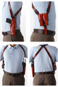 Shoulder Holster Set VERTICAL w/Double Mag Holder - Leather - Black/Brown - RIGHT - FREE Shipping - Lifetime Warranty
