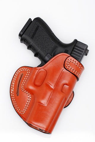 Scabbard Open Top Belt Holster - Leather - Black or Brown - RIGHT - Lifetime Warranty