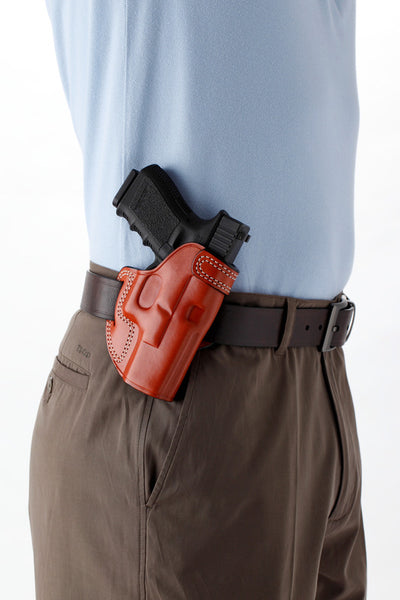 Scabbard Open Top Belt Holster - Leather - Black or Brown - LEFT - FREE Shipping - Lifetime Warranty