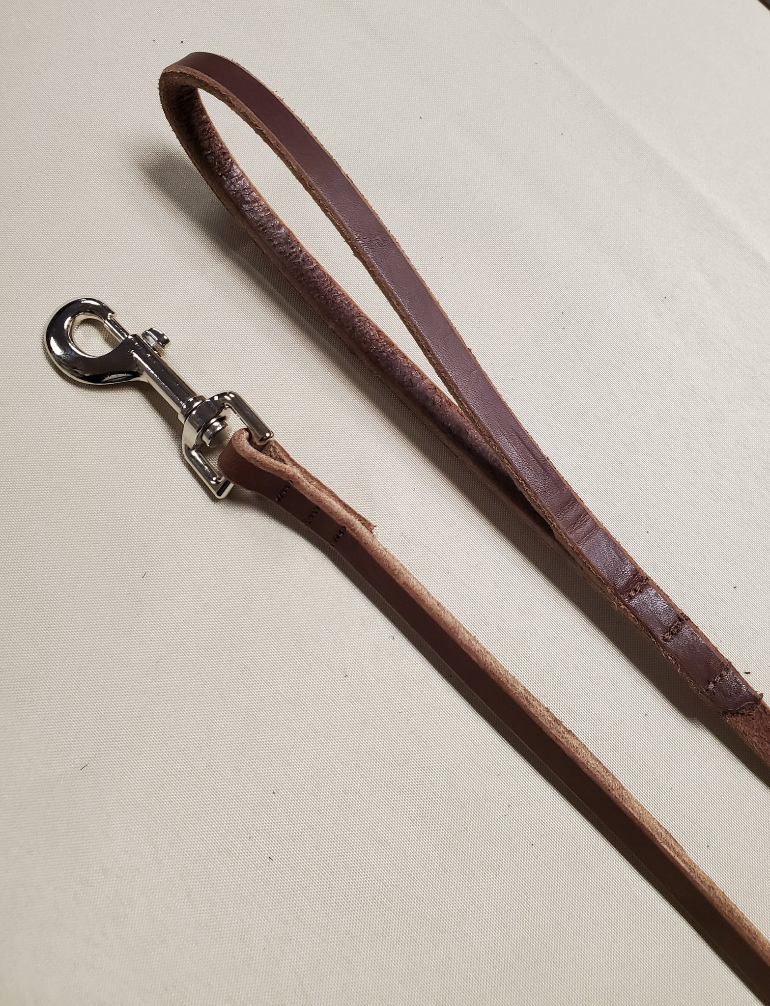 Dog Leash - Heavyweight Leather - 1/2" Wide - Black/Brown -  6 Ft Length - Lifetime Warranty