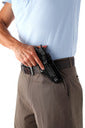 Belt Scabbard Style Holster - Leather - Cross Draw - Black/Brown - RIGHT - Lifetime Warranty