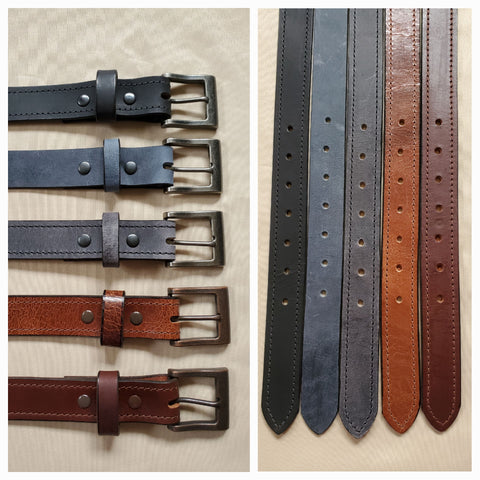 Men/Women -  Dress Belt - Leather - Black/Brown/Gray/Denim - Size 28-50 - Lifetime Warranty