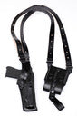 Shoulder Holster Set VERTICAL w/Double Mag Holder (XtraLong)- Leather - Black/Brown - RIGHT - Lifetime Warranty