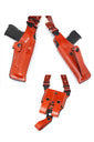 Shoulder Holster Set VERTICAL w/Double Mag Holder (XtraLong)- Leather - Black/Brown - RIGHT - Lifetime Warranty